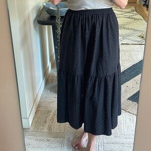 Clare V Elegant Black Tiered A-Line Skirt